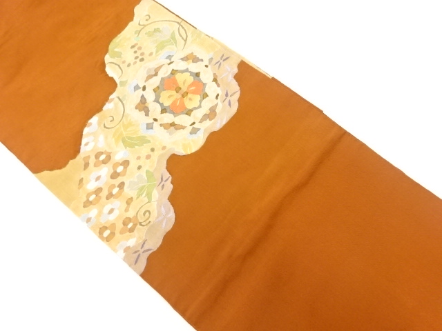 リサイクル　すくい織道長取りに花・葡萄唐草模様織出し袋帯